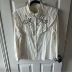 THE GREAT. Cream Button Down Shirt with Embroidery Size undefined Photo 3