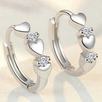 925 Silver Plated Cubic Zirconia CZ Love Heart Hoop Earrings for Women Photo 0