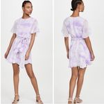 English Factory  Purple Tie Dye Short Sleeve Braided Belted Mini Dress Photo 1