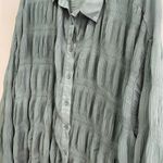 Missguided Oversized Shirt Dress Crinkle Texture‎ Sheer Sage Green US 6 Photo 3