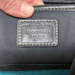 Coach  Hampton Zip Tote Bag F10695 Black Nylon Turquoise Trim Photo 12