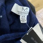 Magaschoni mock neck 100% cashmere stripe sweater in navy Photo 8