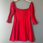 Reformation LouLou Smocked Mini Dress in Cherry Red Photo 5