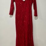 Marina red beaded sequined cocktail party Prom maxi dress Size 8 Photo 2