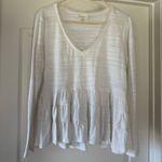 Deletta Anthropology  White Flowy Long Sleeve V-neck Photo 0