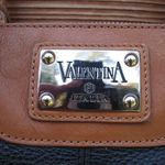 Vintage Valentina Pebbled Leather Two Tone Bag Black Photo 7