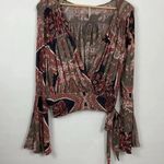 Free People Free‎ People Fiona Paisley Boho Bell Sleeve Wrap Top Size Small Photo 0