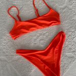 Neon Orange On Trend High Waisted Cheeky Bikini Set Size L Photo 0