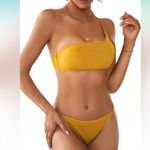 Amazon One shoulder gold shimmery cheeky bikini Photo 1