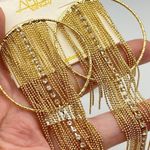 Amrita Singh  Gold Chain Fringe Austrian Crystal Statement Earrings Photo 3