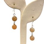 Sunstone 10MM Dangle Earrings Womens Sterling Silver Hook Beaded Boho Beachy Photo 0