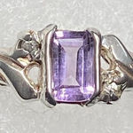 Avon Sterling Silver and Amethyst Ring with two white stones Sz 7 Photo 0