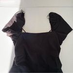 ZARA NWOT puff sleeve open back linen blend mini dress cross straps black medium Photo 3