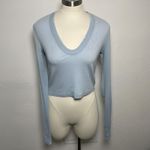 Cotton Citizen Ribbed Scoop Neck Long Sleeve Crop Top Blue L NWT Revolve Photo 4