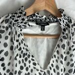 EXPRESS  long sleeve high neck blouse white black speckles size xs Photo 4