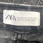 ZARA Black High Waist Distressed Frayed Raw Hem Casual Denim Jeans Shorts Size 4 Photo 2