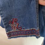 Democracy slim straight flood boho embroidered distressed cropped jeans size 8 Photo 7