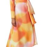 C/MEO Collective Orange Sherbet Blindfold Dress Bow Front Ling Sleeve Chiffon 4 Photo 0