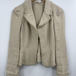 Diane Von Furstenberg  Blazer Womens 6‎ Beige Raw Edge Fringe Jacket Open Front Photo 0