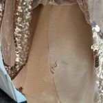 Bebe  One Shoulder Rose Gold Sequined Overlay Dress Photo 6