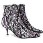 ANINE BING  Ava Cloudy Ankle Snakeskin Print Heeled Bootie Photo 0