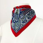 Vintage Square Paisley Scarf in Red | 30.5” x 29.25” Photo 1