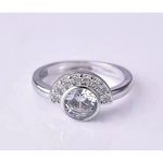 Boutique NEW 2Ct‎ Rhodium 925 Silver Half Moon Silver Simulated Diamond Ring, Size 8 Photo 1