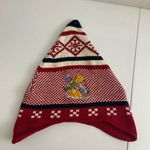 Disney Vintage adult Winnie the Pooh red navy cream knit beanie winter hat medium Photo 0