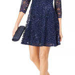 Jessica Howard  Navy Lace Prom Dress Photo 0