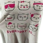 Forever 21 Caturday White Sleep Loose T-Shirt Lingerie Pink Shorts Small Photo 2