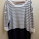 Talbots navy & white striped pique side ruched sweater plus Size 3x Photo 0