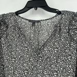 Grade & Gather  Womens Boho Ditzy Floral Top Black Metallic Ruffle Shoulder Sz M Photo 1