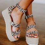 Multi Strap Leopard Print Espadrille Multiple Size 7 Photo 0