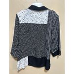 Allison Daley Black White Abstract Print Button Down 3/4 Sleeve Top Photo 2