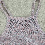 Hollister  Womens Crochet Top S Blue Pink Baby Doll Halter Cropped Scalloped Hem Photo 4