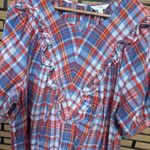Terra & Sky  Blue And Red Plaid Top Size 2X Photo 2