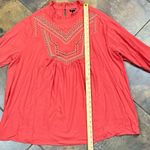 Torrid Washable Crinkle Gauze Relaxed Embroidered Blouse Baked Apple 2 2X 18-20 Photo 5