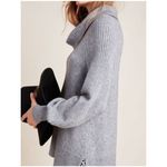 Anthropologie  Sweater Sz M Cowlneck Ribbbed Oversized Grey Paloma Balloon Sleeve Photo 1