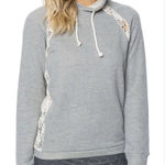 O'Neill O’Neill Grey Cream Lace Hoodie Sweatshirt Women’s XL Photo 0