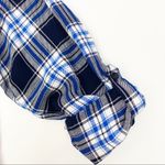 Tolani Collection Plaid Floral Paisley Tab Sleeve Button Down Tunic: Blue Photo 8