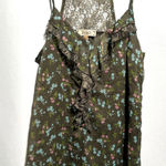 Decree Olive Green Floral Ruffle Lace Fairy Grunge Cami Racerback Tank Top Cottage L Photo 0