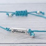 Bright Light Blue Adjustable Bracelet with Friends Charm Photo 1