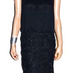 Jackie Jon Black Lace Floral Sequin Dress 6 Photo 0