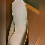 J.Crew Leona Mule Heels In Metallic Snake Italian Leather Gold Bow Size-7.5 Photo 1