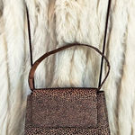 La Regale  Vintage Bronze Crossbody Purse Handbag Fabric Small Handle Strap Photo 0