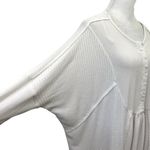 Free People  Relaxed Oversized Waffle Knit Henley Tunic Top White size Small Photo 2