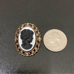 Vintage Unsigned Black Cameo Victorian Revival Brooch Photo 9