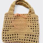 Handmade Beige Crochet Market Tote Bag, 6x7, Boho Knit Purse Photo 0