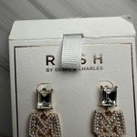 Rush Denis & Charles Rhinestone Faux Pearl MRS For Bride Pierced Dangle Earrings Gold Photo 3