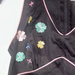 Sag Harbor Retro Pin Up Style Black Dress‎ with Floral Embroidery Size 6 Photo 2